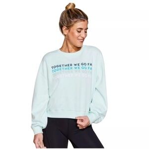 Peloton Together We Go Far Sweatshirt mint green crewneck crop relaxed large